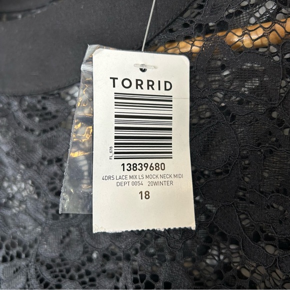 Torrid Black Lace Mock Neck Skater Midi Dress size 18 - Picture 4 of 9